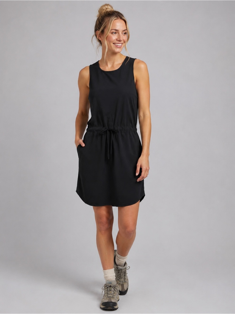 Tilley Black Travel Dress-Sleeveless Drawstring, Camping & Travel Ready M
